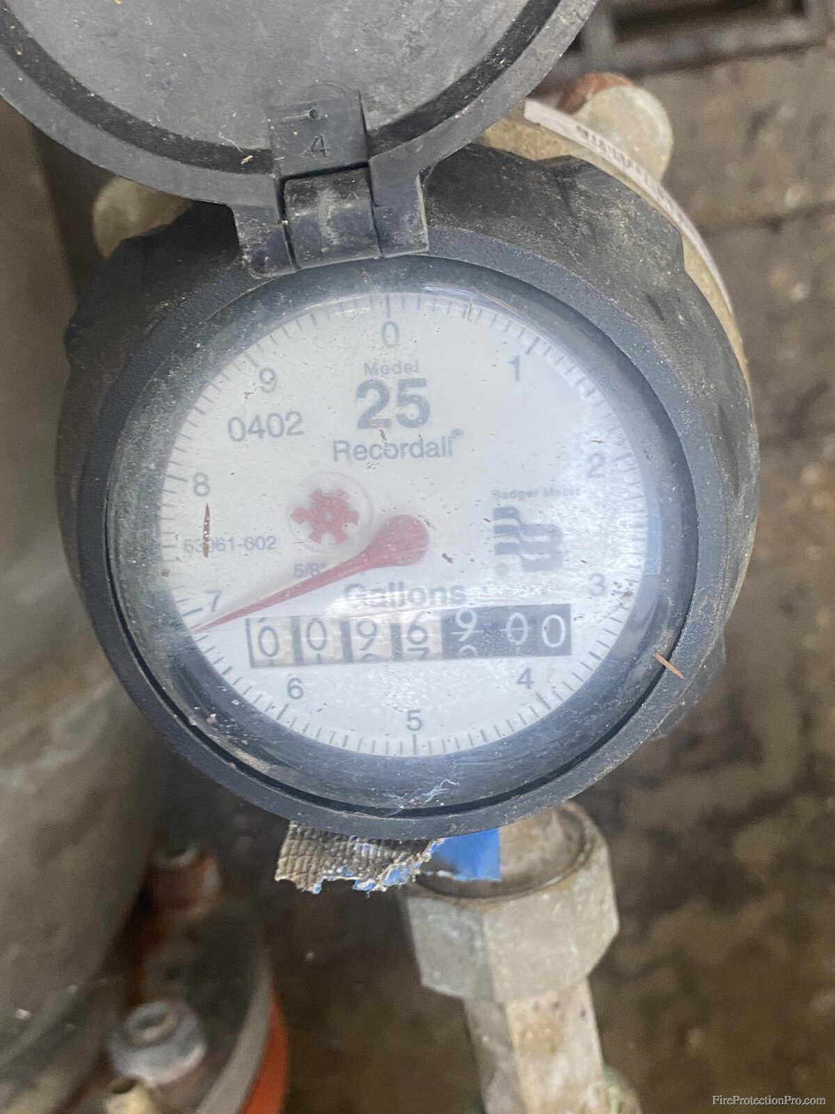 Badger Recordall water meter used during backflow testing