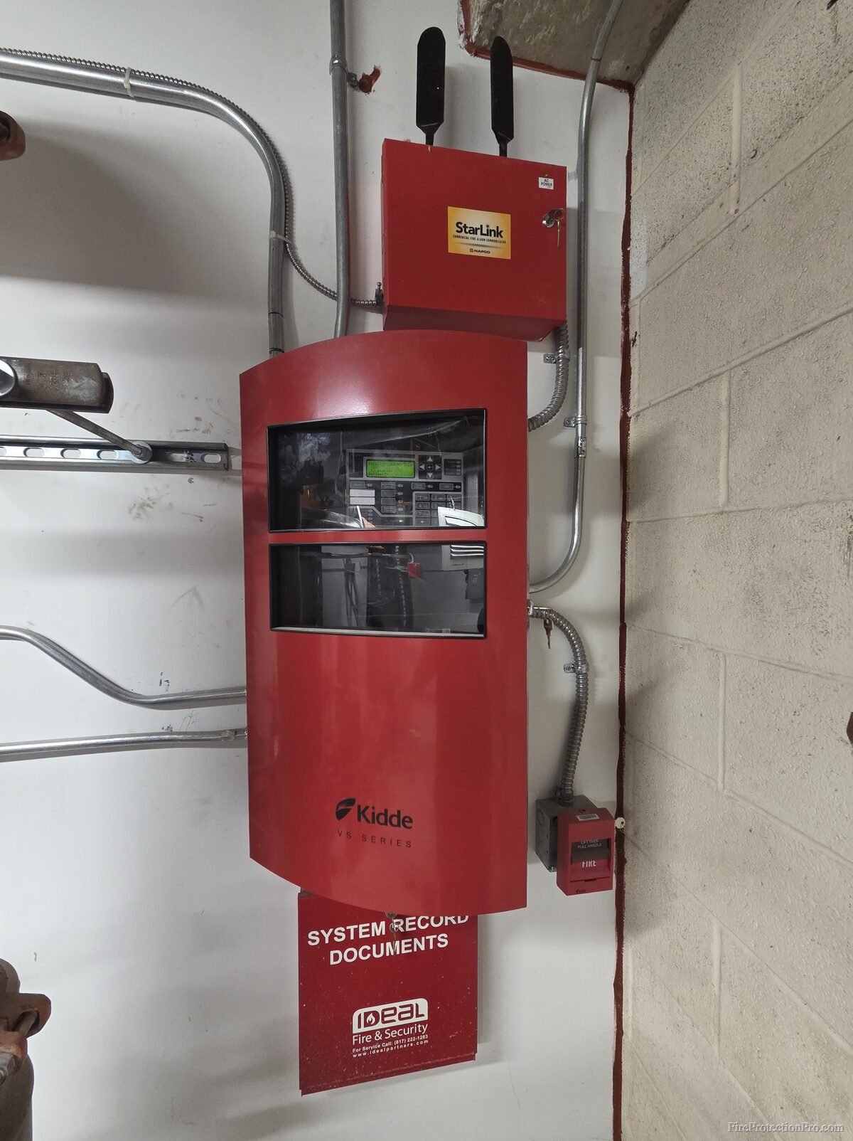 Kidde VS Series fire alarm panel with StarLink cellular communicator replacing POTS line